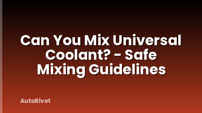 Can You Mix Universal Coolant? - Safe Mixing Guidelines