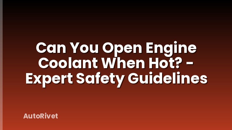 Can You Open Engine Coolant When Hot? - Expert Safety Guidelines