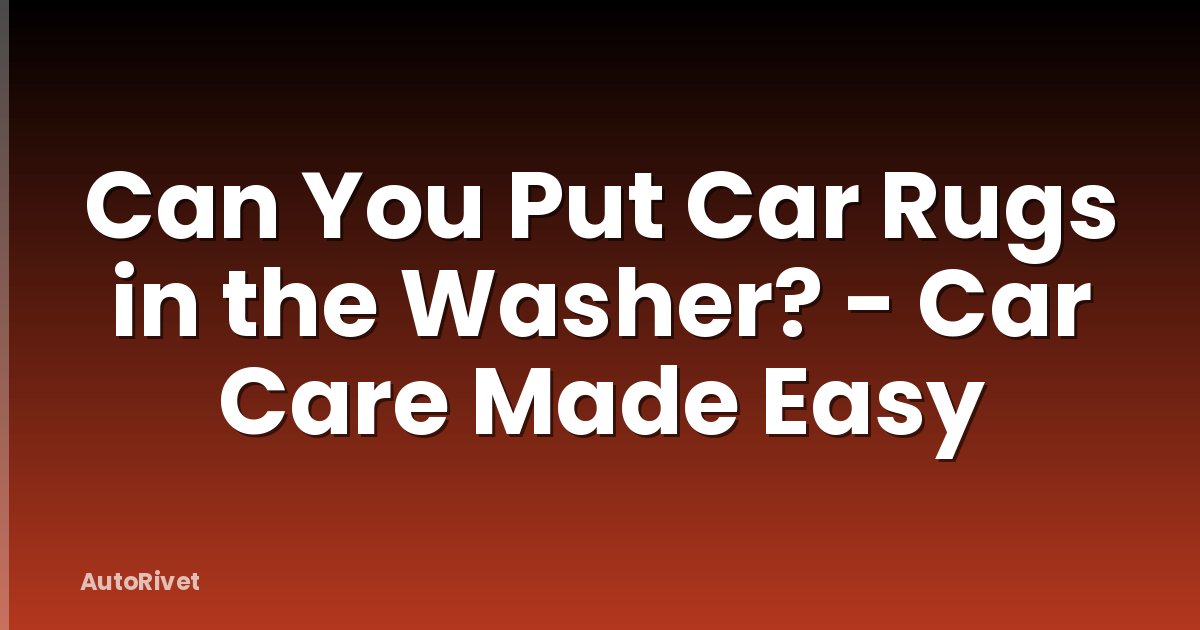 Can You Put Car Rugs in the Washer? - Car Care Made Easy