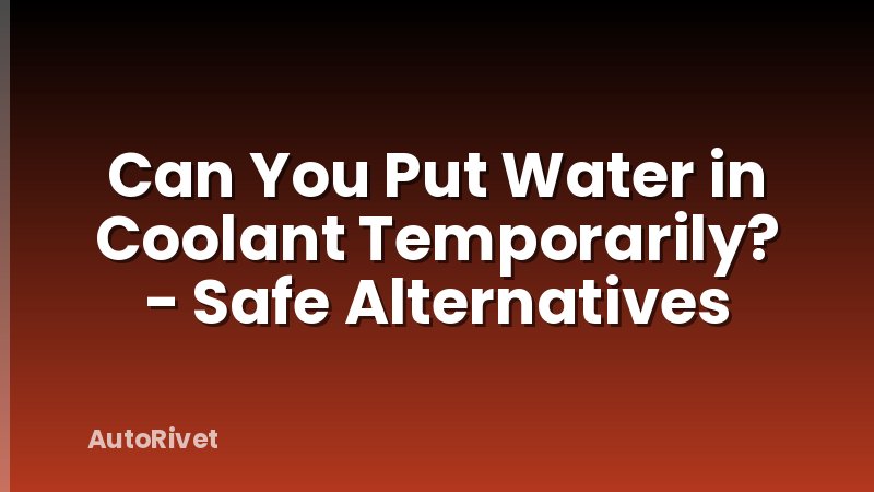 Can You Put Water in Coolant Temporarily? - Safe Alternatives