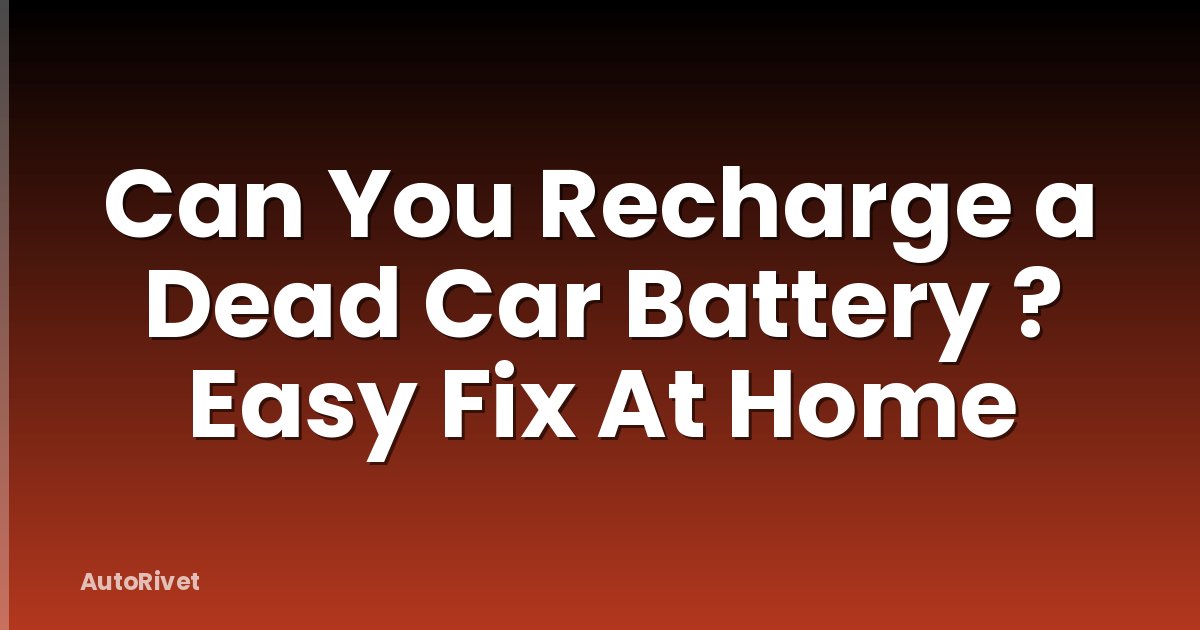 Can You Recharge a Dead Car Battery ? Easy Fix At Home