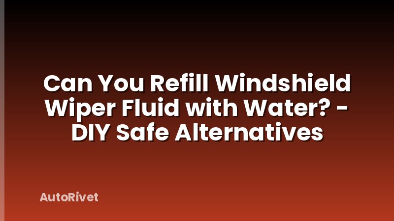 Can You Refill Windshield Wiper Fluid with Water? - DIY Safe Alternatives