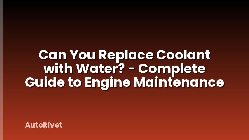 Can You Replace Coolant with Water? - Complete Guide to Engine Maintenance