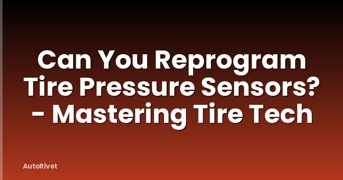 Can You Reprogram Tire Pressure Sensors? - Mastering Tire Tech