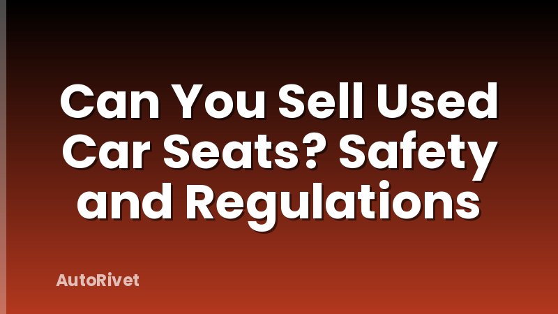 Can You Sell Used Car Seats? Safety and Regulations