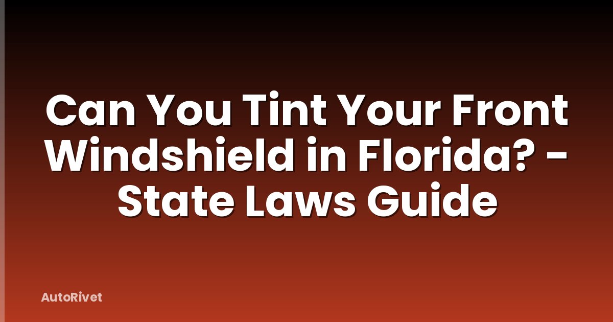 Can You Tint Your Front Windshield in Florida? - State Laws Guide