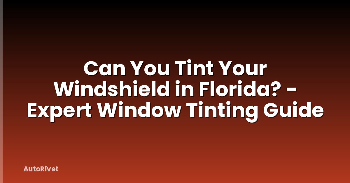 Can You Tint Your Windshield in Florida? - Expert Window Tinting Guide