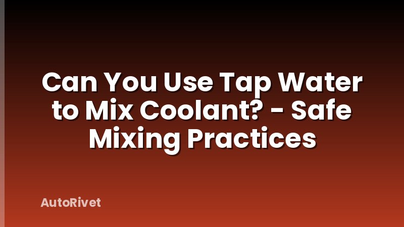 Can You Use Tap Water to Mix Coolant? - Safe Mixing Practices