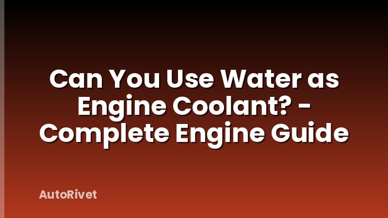 Can You Use Water as Engine Coolant? - Complete Engine Guide