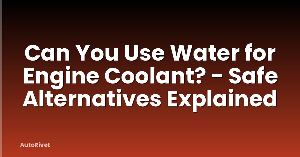 Can You Use Water for Engine Coolant? - Safe Alternatives Explained