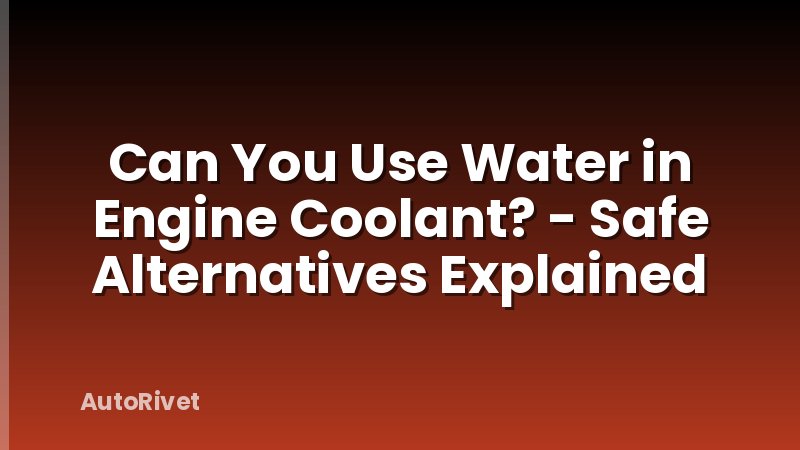 Can You Use Water in Engine Coolant? - Safe Alternatives Explained