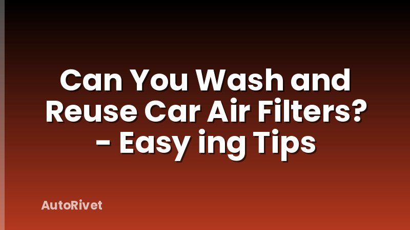 Can You Wash and Reuse Car Air Filters? - Easy ing Tips