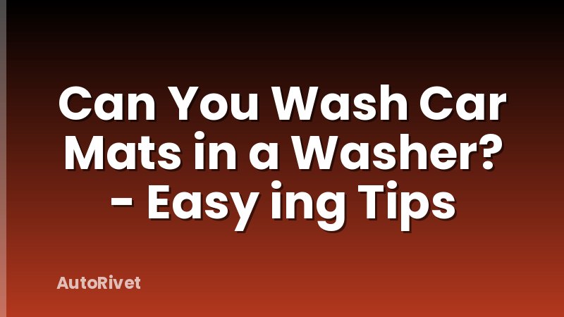 Can You Wash Car Mats in a Washer? - Easy ing Tips