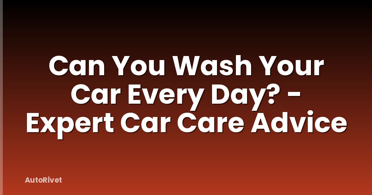 Can You Wash Your Car Every Day? - Expert Car Care Advice
