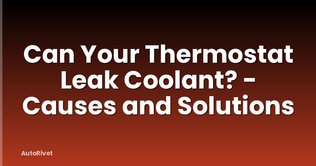 Can Your Thermostat Leak Coolant? - Causes and Solutions