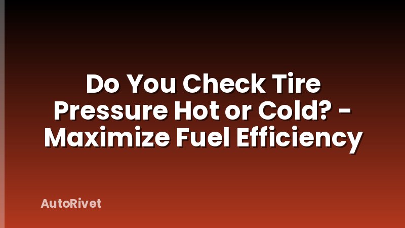 Do You Check Tire Pressure Hot or Cold? - Maximize Fuel Efficiency