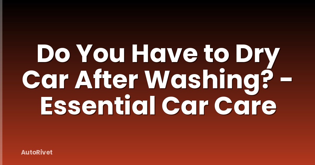 Do You Have to Dry Car After Washing? - Essential Car Care