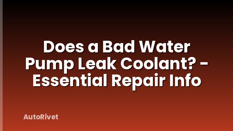 Does a Bad Water Pump Leak Coolant? - Essential Repair Info