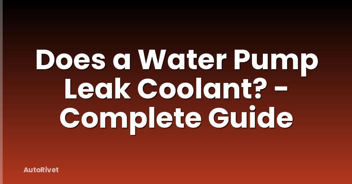 Does a Water Pump Leak Coolant? - Complete Guide