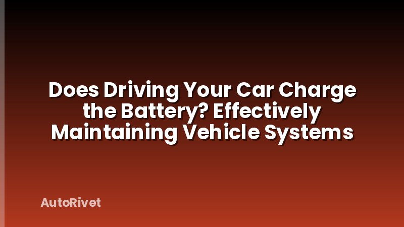 Does Driving Your Car Charge the Battery? Effectively Maintaining Vehicle Systems