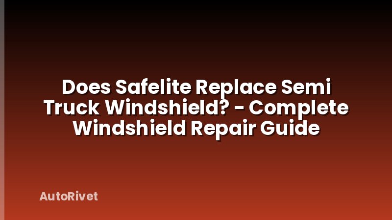 Does Safelite Replace Semi Truck Windshield? - Complete Windshield Repair Guide