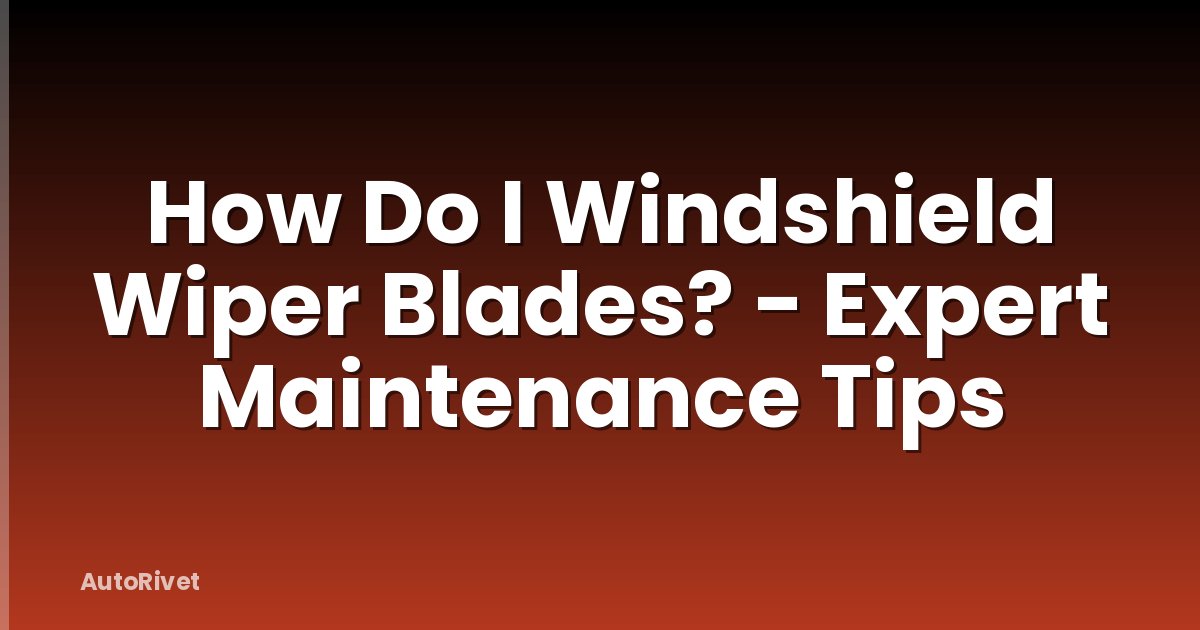 How Do I Windshield Wiper Blades? - Expert Maintenance Tips