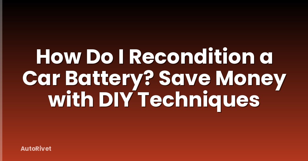 How Do I Recondition a Car Battery? Save Money with DIY Techniques