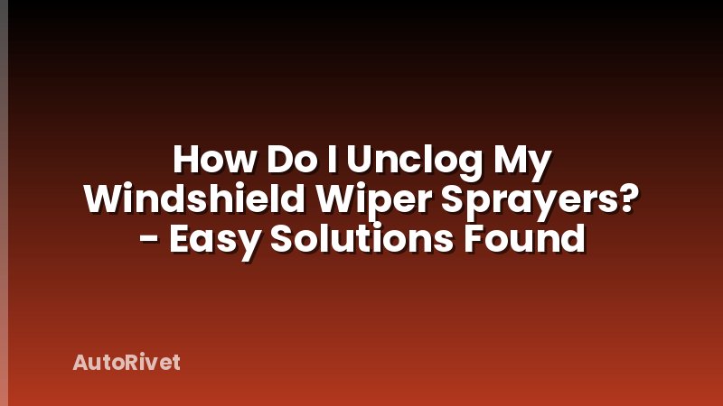How Do I Unclog My Windshield Wiper Sprayers? - Easy Solutions Found