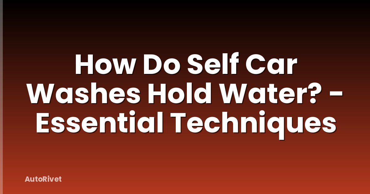 How Do Self Car Washes Hold Water? - Essential Techniques