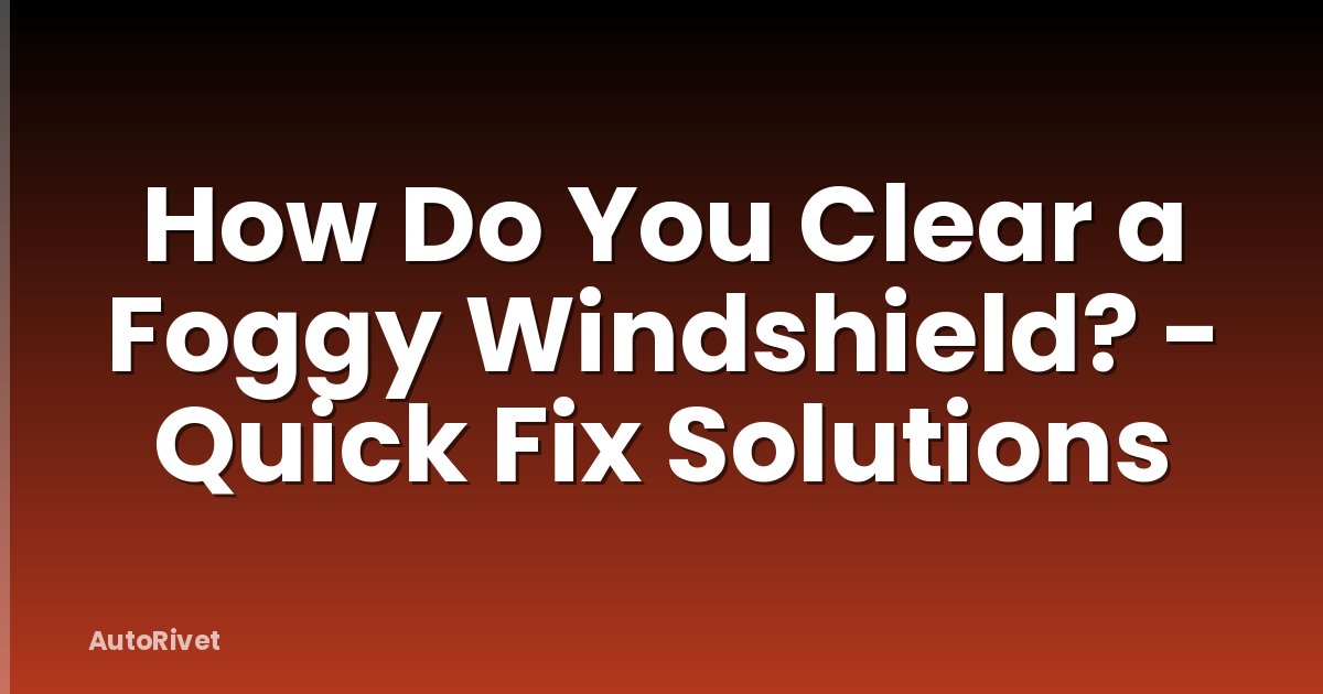 How Do You Clear a Foggy Windshield? - Quick Fix Solutions