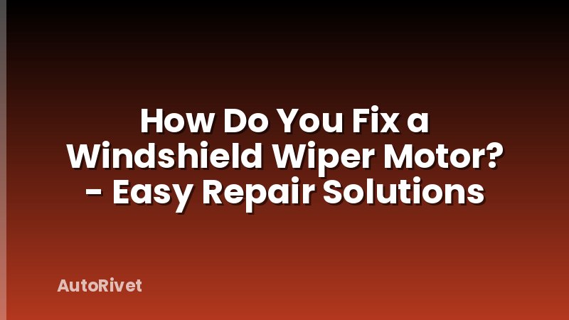How Do You Fix a Windshield Wiper Motor? - Easy Repair Solutions
