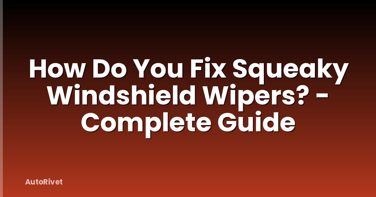 How Do You Fix Squeaky Windshield Wipers? - Complete Guide