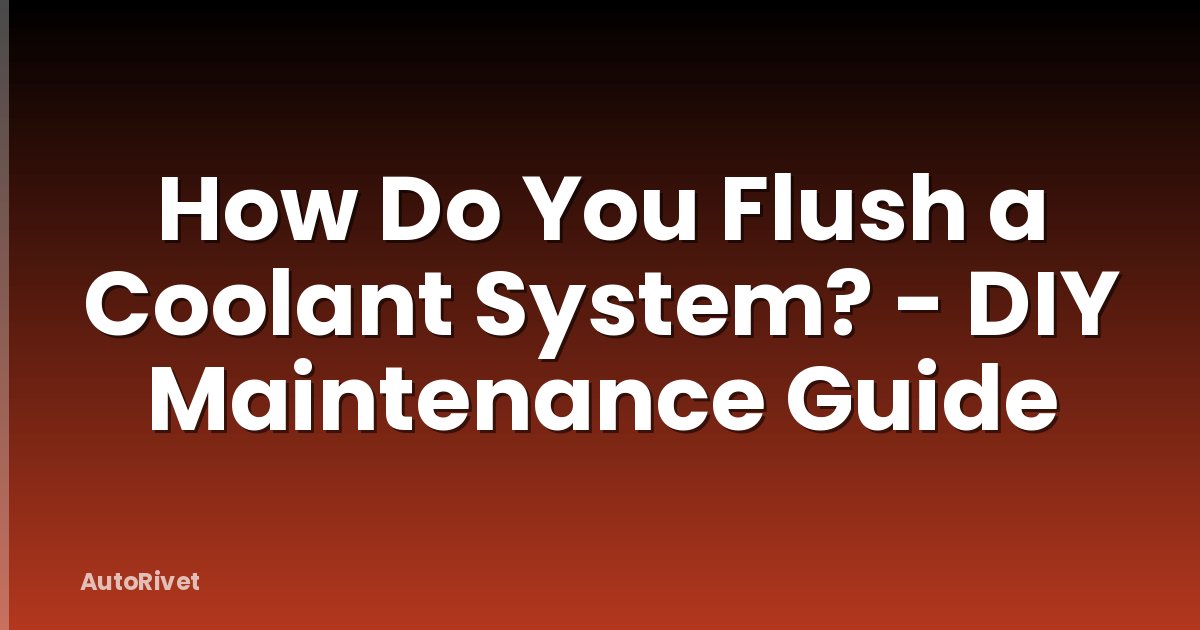 How Do You Flush a Coolant System? - DIY Maintenance Guide