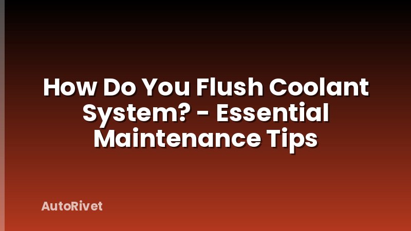 How Do You Flush Coolant System? - Essential Maintenance Tips