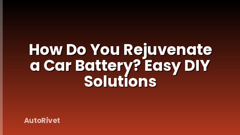 How Do You Rejuvenate a Car Battery? Easy DIY Solutions