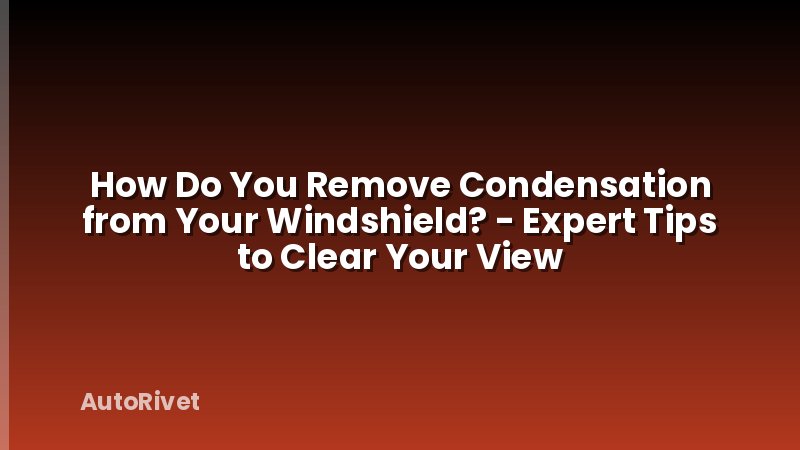 How Do You Remove Condensation from Your Windshield? - Expert Tips to Clear Your View