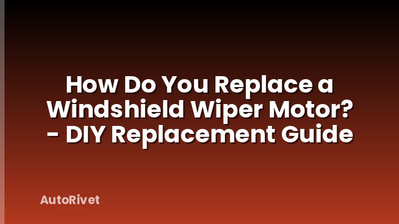 How Do You Replace a Windshield Wiper Motor? - DIY Replacement Guide