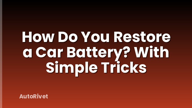 How Do You Restore a Car Battery? With Simple Tricks