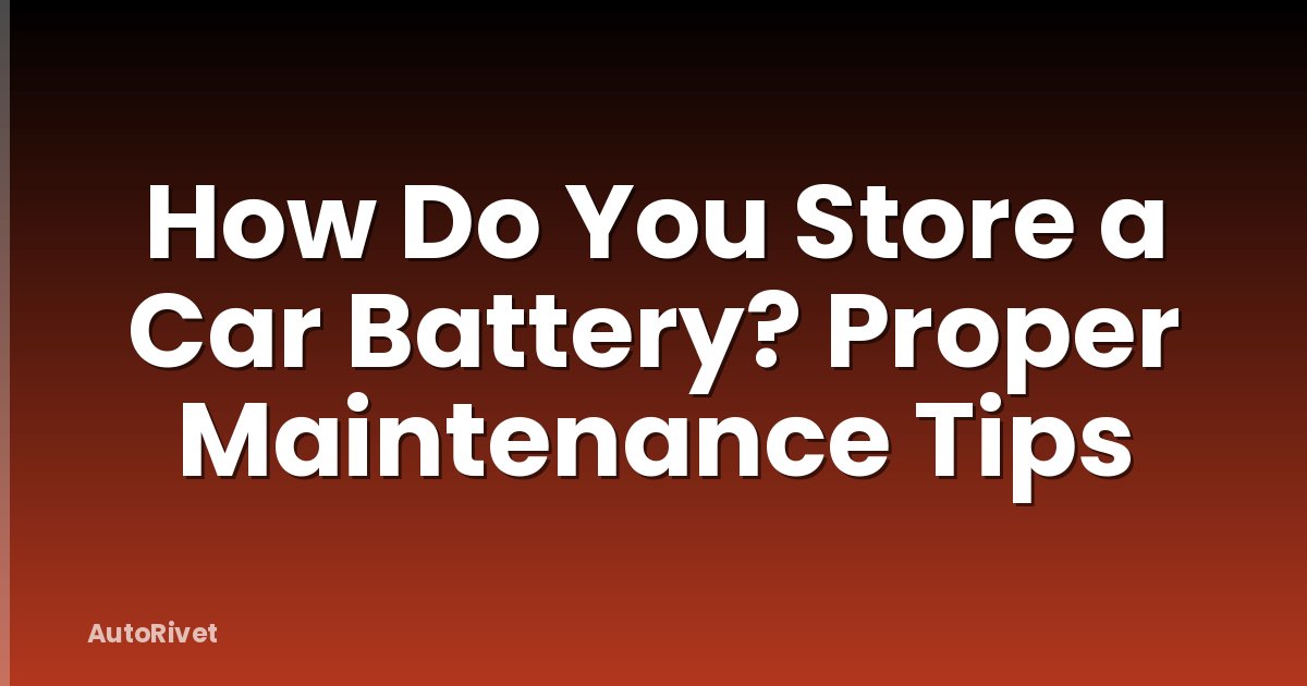 How Do You Store a Car Battery? Proper Maintenance Tips
