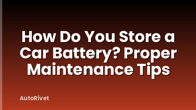 How Do You Store a Car Battery? Proper Maintenance Tips