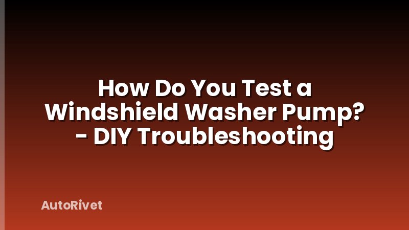 How Do You Test a Windshield Washer Pump? - DIY Troubleshooting