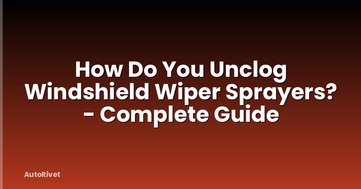 How Do You Unclog Windshield Wiper Sprayers? - Complete Guide