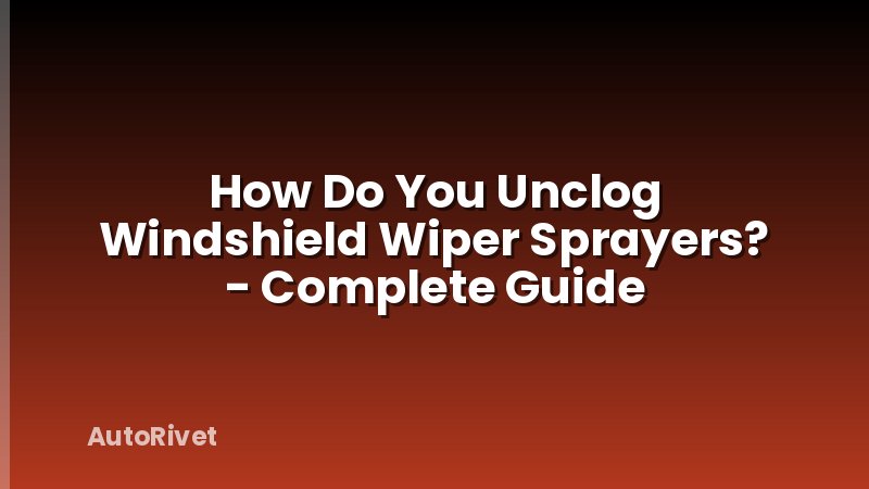 How Do You Unclog Windshield Wiper Sprayers? - Complete Guide