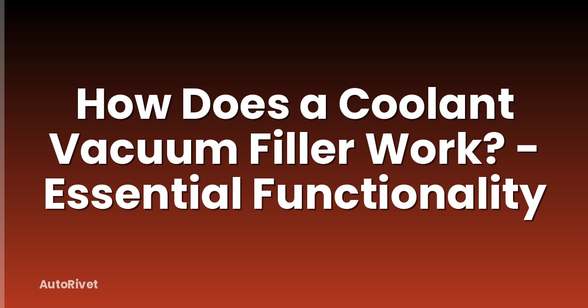 How Does a Coolant Vacuum Filler Work? - Essential Functionality