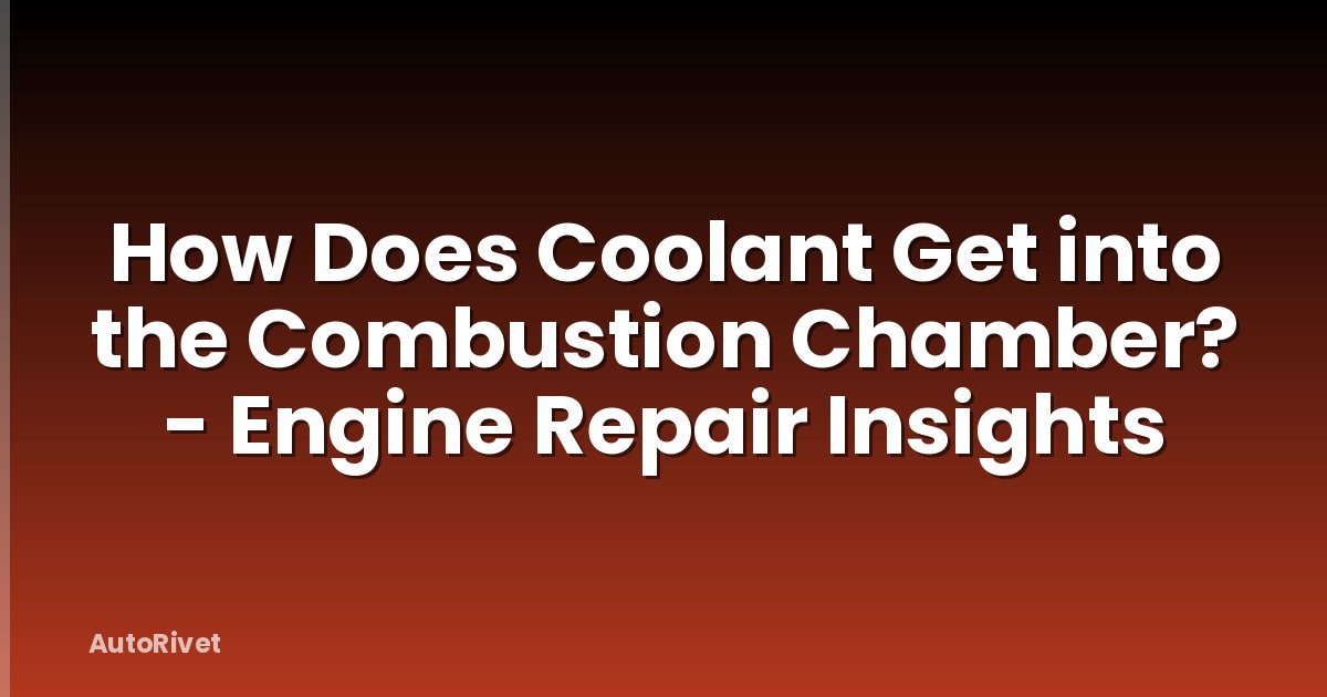 How Does Coolant Get into the Combustion Chamber? - Engine Repair Insights