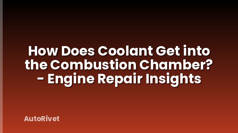 How Does Coolant Get into the Combustion Chamber? - Engine Repair Insights