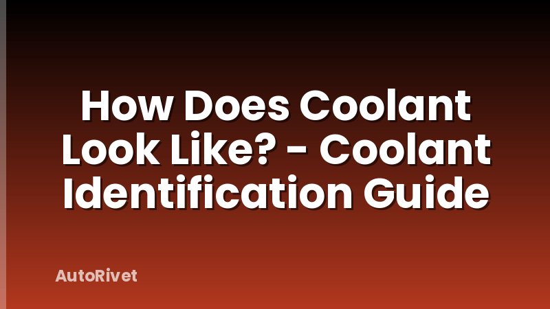 How Does Coolant Look Like? - Coolant Identification Guide