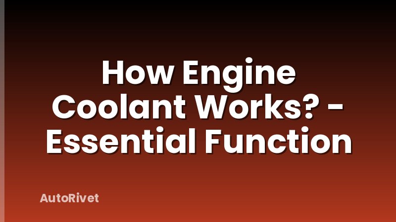 How Engine Coolant Works? - Essential Function