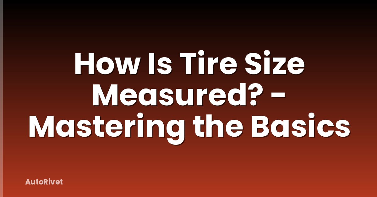 How Is Tire Size Measured? - Mastering the Basics