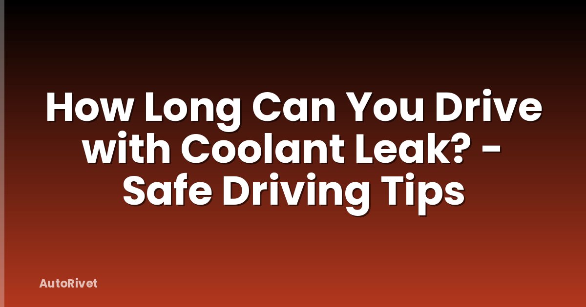 How Long Can You Drive with Coolant Leak? - Safe Driving Tips